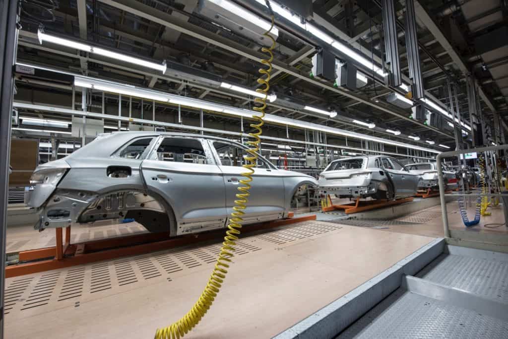 car on an assembly line